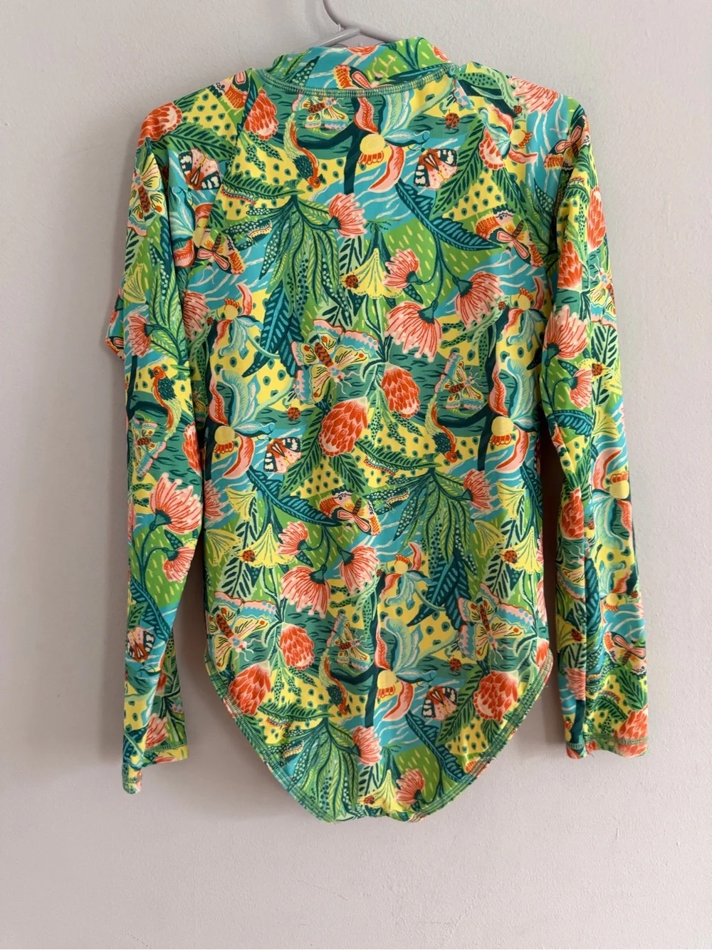 Crewcuts Tropical Print One Piece Long Sleeve Rash Guard